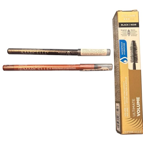 Marcelle Ultimate Volume Waterproof Mascara & 2 Eyeliners Set Brown Nude & Smoke - Picture 1 of 6